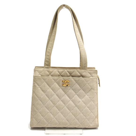 Chanel Matelasse Canvas Tote Bag Coco Mark Ivory - Picture 1 of 11
